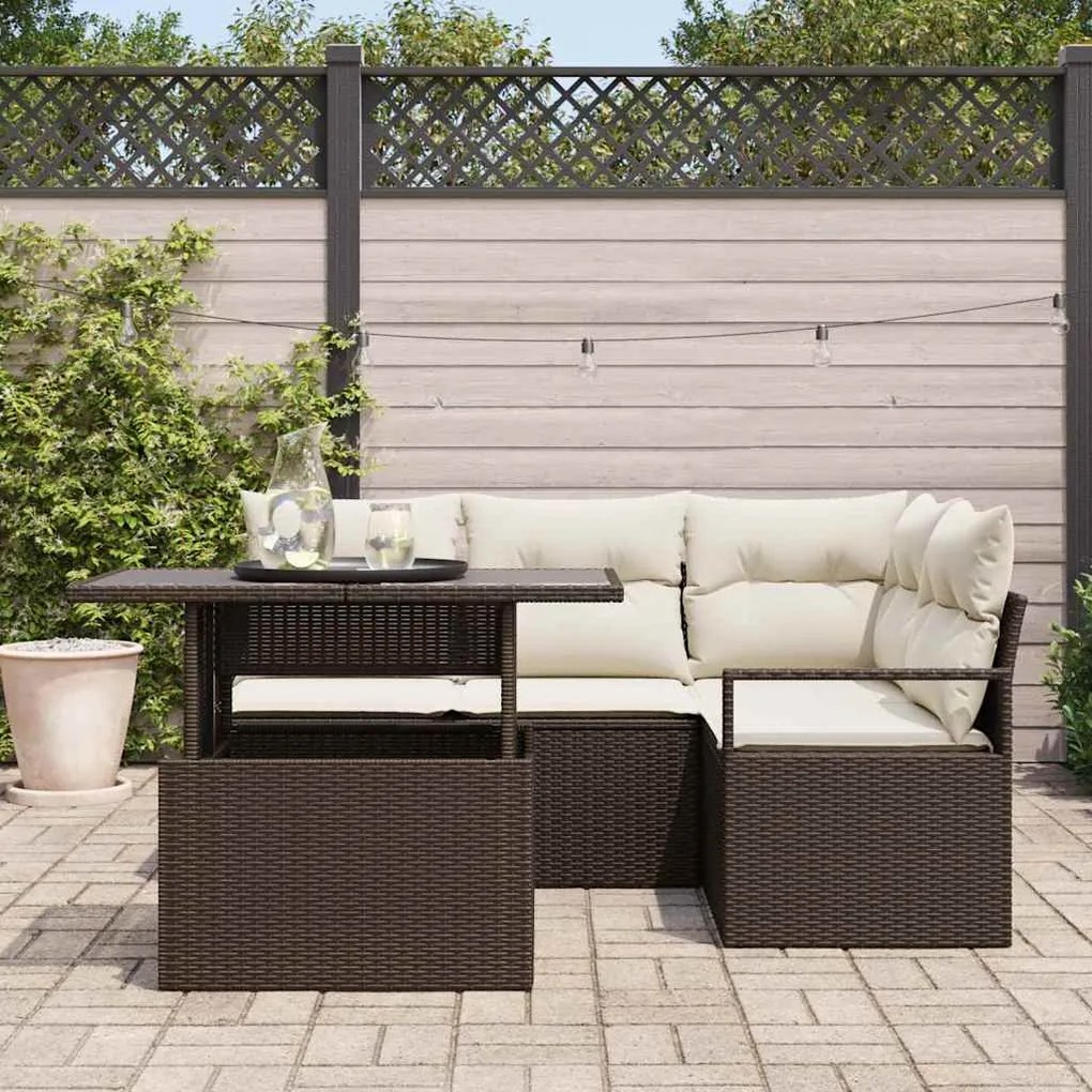 vidaXL Σετ Καναπέ Κήπου 5 pcs Καφέ και κρεμ 100 x 55 x 73 εκ