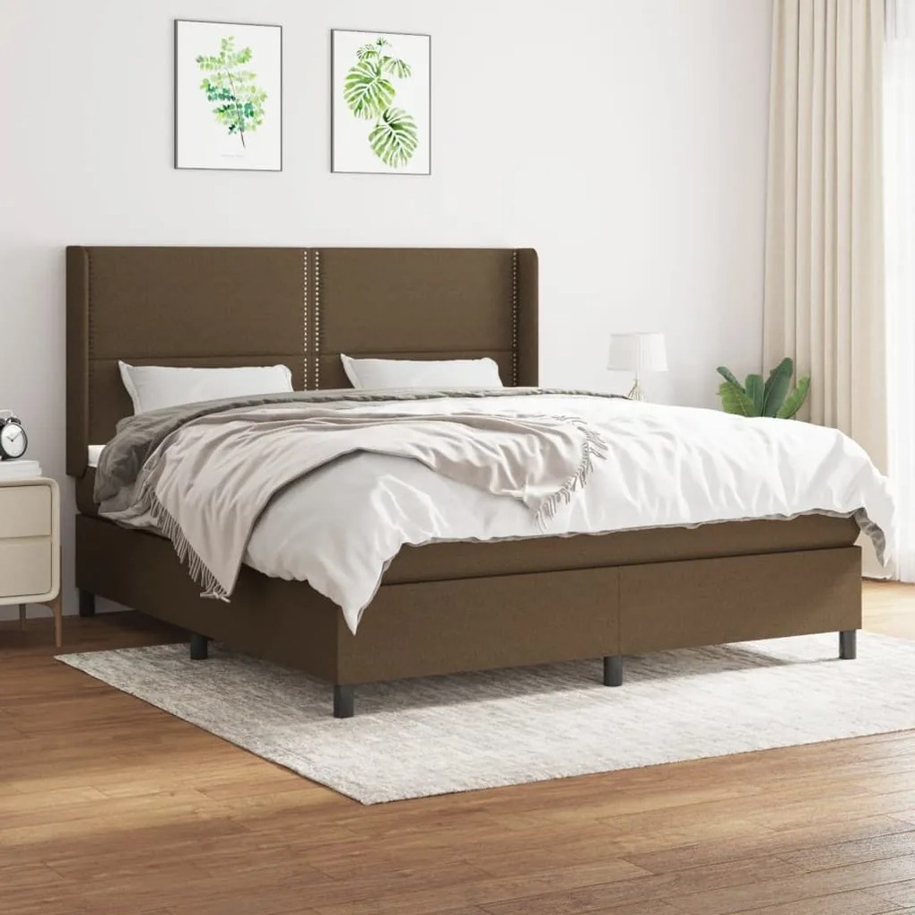 ΚΡΕΒΑΤΙ BOXSPRING ΜΕ ΣΤΡΩΜΑ ΣΚΟΥΡΟ ΚΑΦΕ 180X200 ΕΚ ΥΦΑΣΜΑΤΙΝΟ 3131372