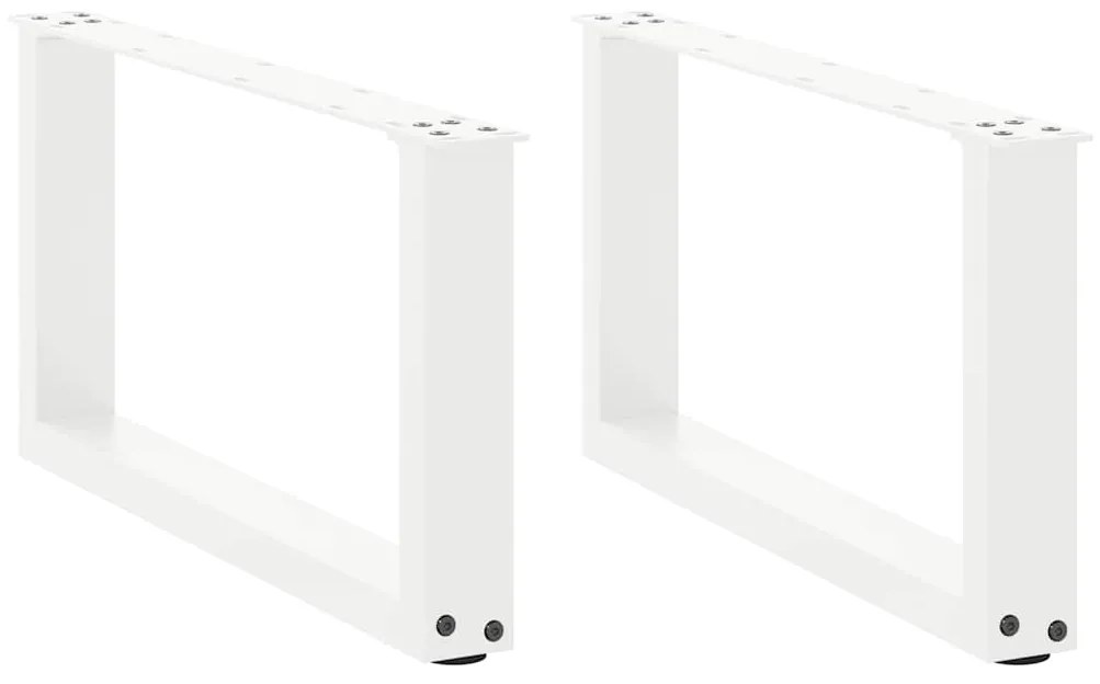 Πόδια Τραπεζιού Σαλονιού σε Σχήμα U 2 τεμ. Λευκά 60x(30-31) εκ. Ατσάλι