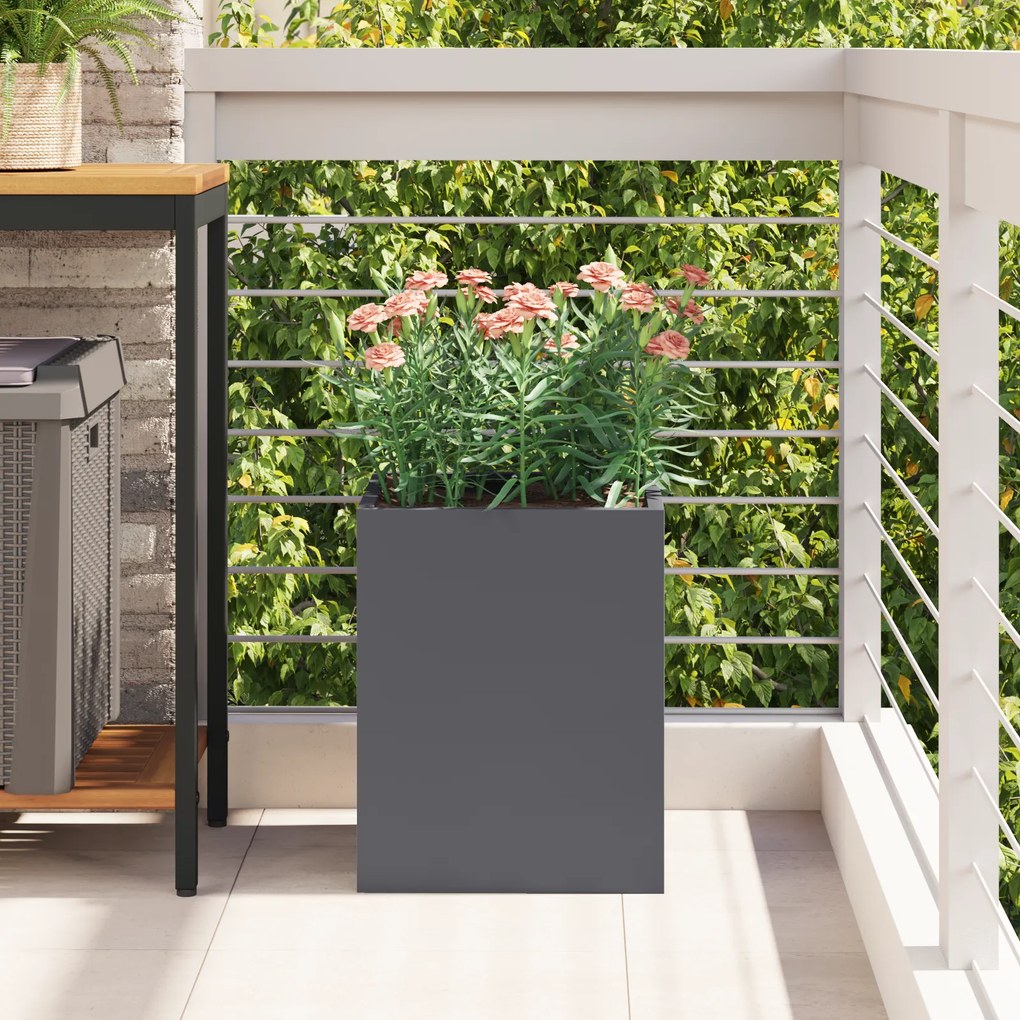 vidaXL Γλάστρα Κήπου Ανθρακί 50 x 32 x 40 εκ Κρύα έλαση από χάλυβα