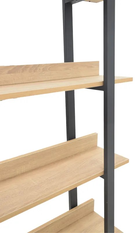 Βιβλιοθήκη Almond pakoworld σε oak-μαύρη απόχρωση 120x29x185εκ (1 τεμάχια)