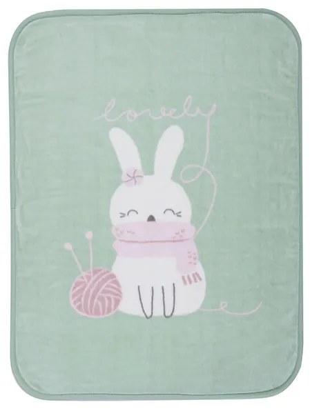 Βρεφική Κουβέρτα Κούνιας I Love Bunnies Pistachio 100x140 Nef-Nef Homeware