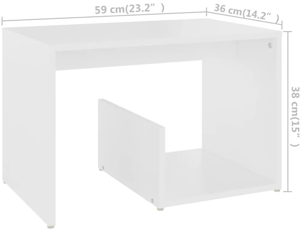 vidaXL Τραπέζι Βοηθητικό Λευκό 59 x 36 x 38 εκ. από Επεξ. Ξύλο