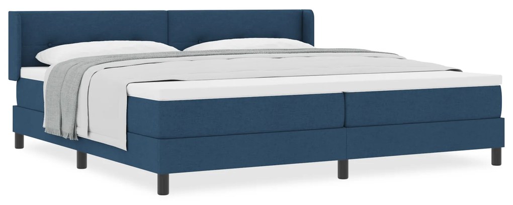 vidaXL Κρεβάτι Box Spring με Στρώμα, Μπλε, 200 x 200 εκ., Υφάσματος