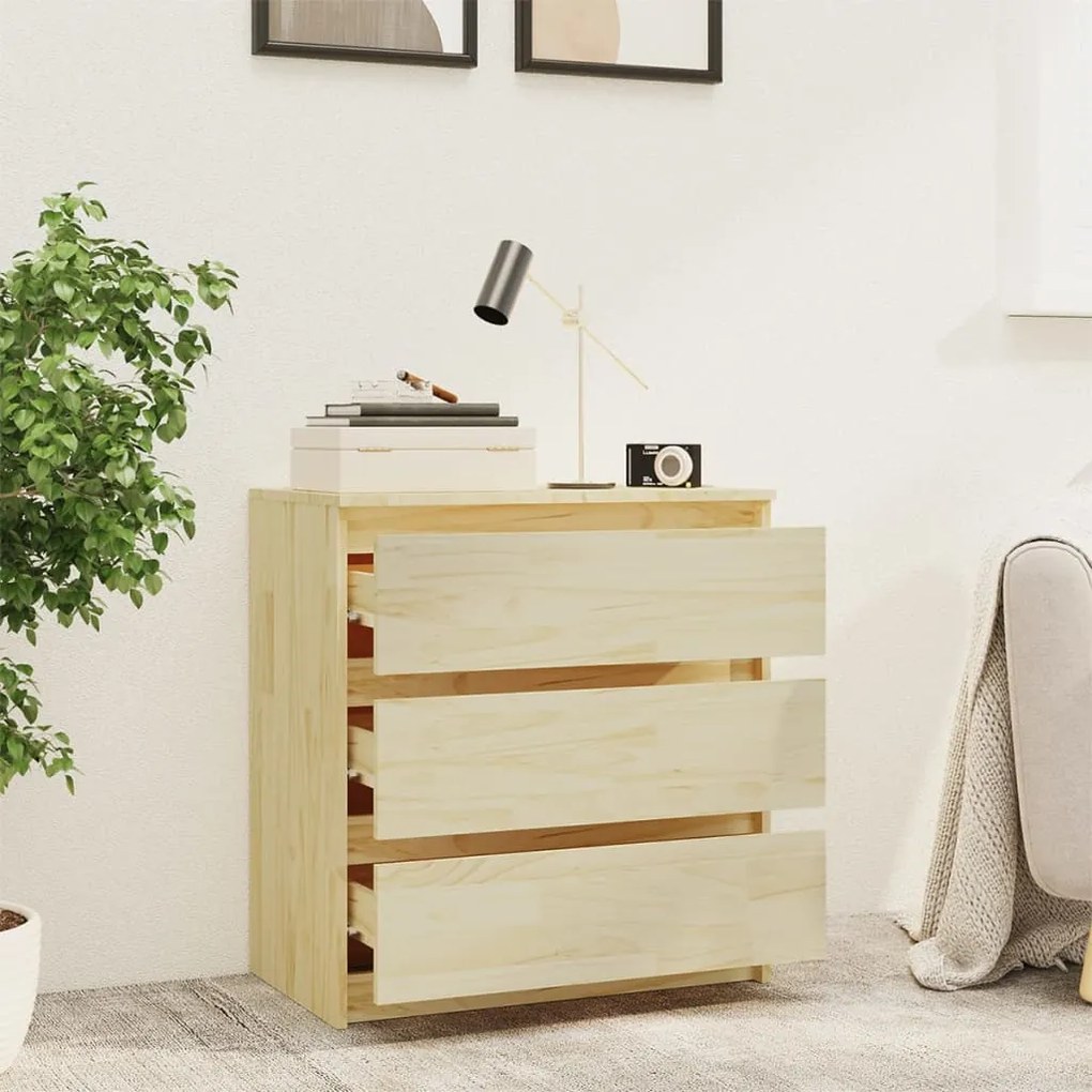 vidaXL Κομοδίνο 60 x 36 x 64 εκ. από Μασίφ Ξύλο Πεύκου