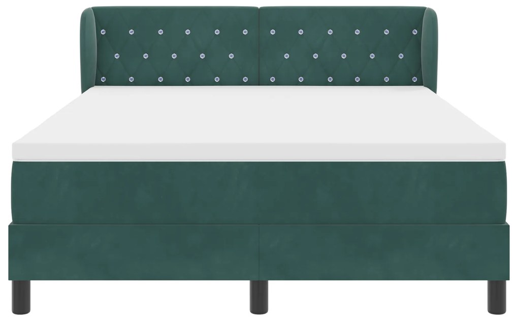 vidaXL Κρεβάτι Box Spring με Στρώμα Σκούρο Πράσινο 160x200 cm Βελούδο