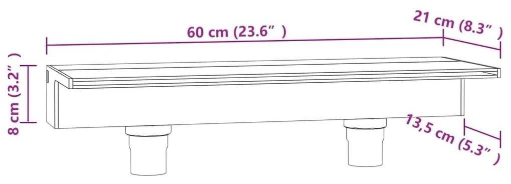 Σιντριβάνι Καταρράκτης Πισίνας με RGB LED 60 εκ. Ακρυλικό - Διαφανές