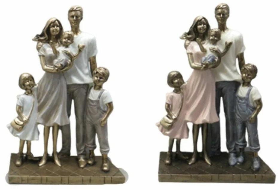 Διακοσμητική Φιγούρα DKD Home Decor 24 x 11,5 x 34 cm Πολύχρωμο Οικογένεια (x2)