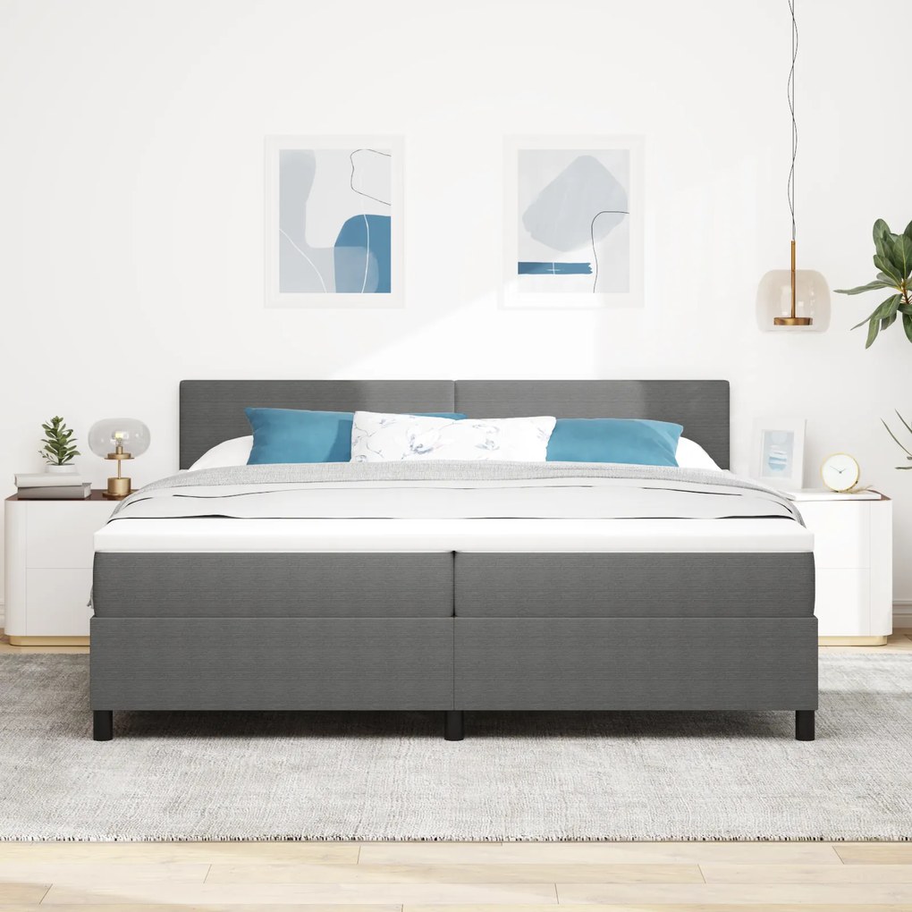 vidaXL Κρεβάτι με Βάση Στρώματος & LED Ανοιχτό Γκρι 200x200 εκ. Βελούδο
