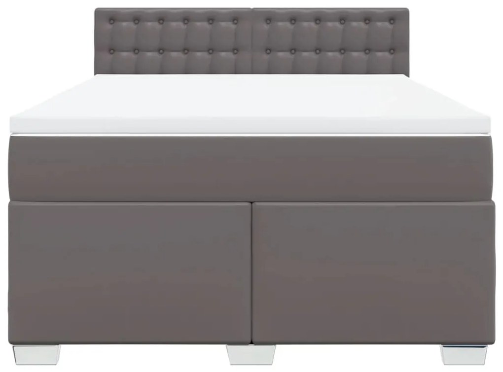 vidaXL Κρεβάτι Boxspring με Στρώμα Γκρι 140x200εκ. από Συνθετικό Δέρμα