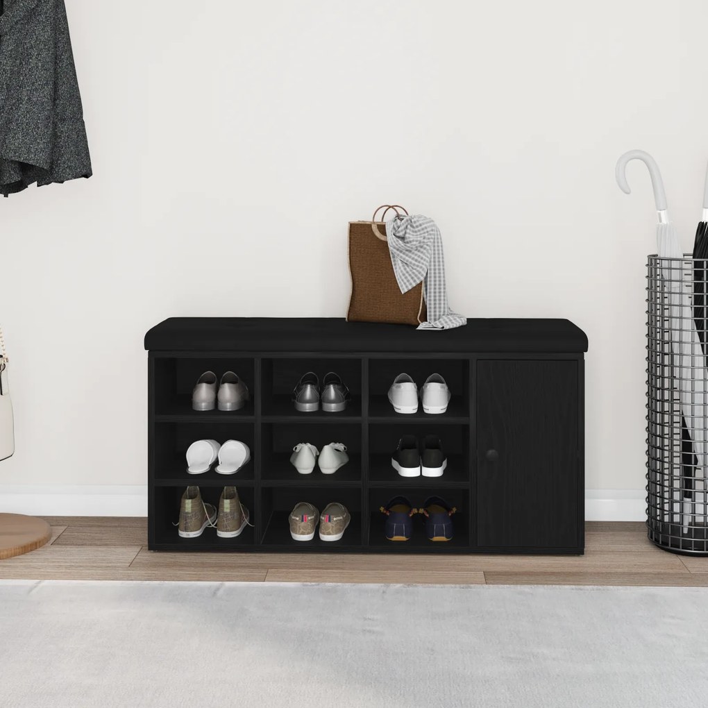 vidaXL Παγκάκι Αποθήκευσης Μαύρο Δρυς 100x30x48 εκ. Κατασκευασμένο ξύλο