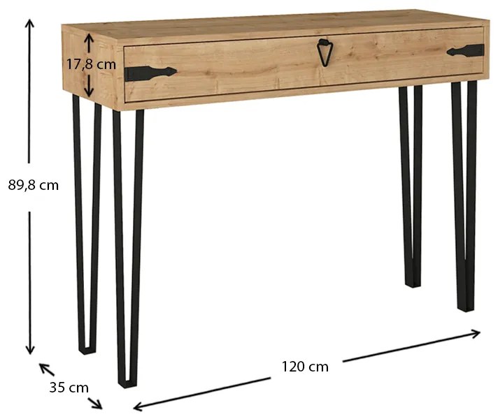 Κονσόλα μελαμίνης Cenova Megapap χρώμα sapphire oak 120x35x89,8εκ.