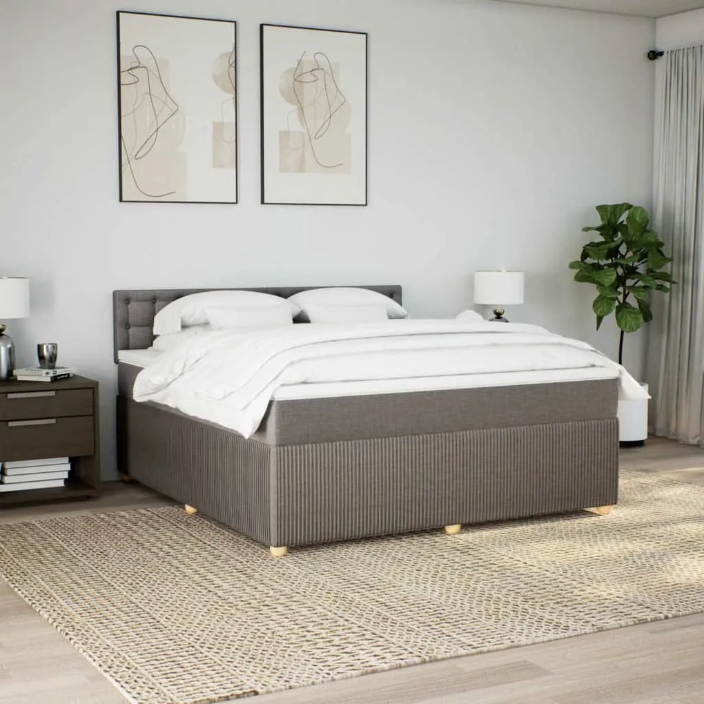 Κρεβάτι Boxspring με Στρώμα Taupe 180x200 εκ. Υφασμάτινο - Μπεζ-Γκρι