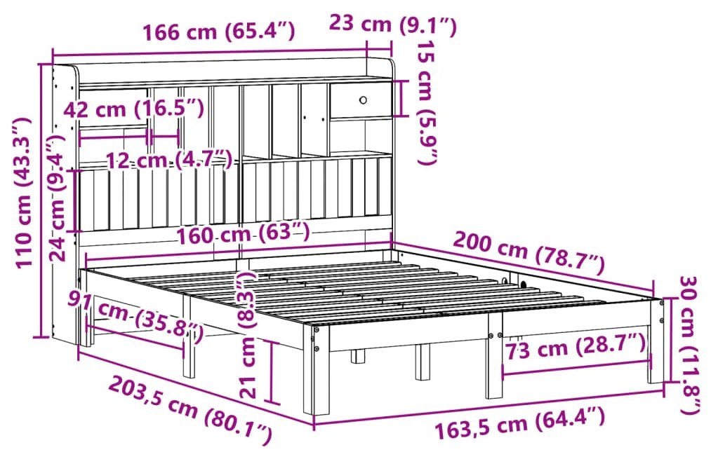 ΚΡΕΒΑΤΙ ΒΙΒΛΙΟΘΗΚΗ ΧΩΡΙΣ ΣΤΡΩΜΑ 160X200 ΕΚ ΜΑΣΙΦ ΞΥΛΟ ΠΕΥΚΟΥ 3322605