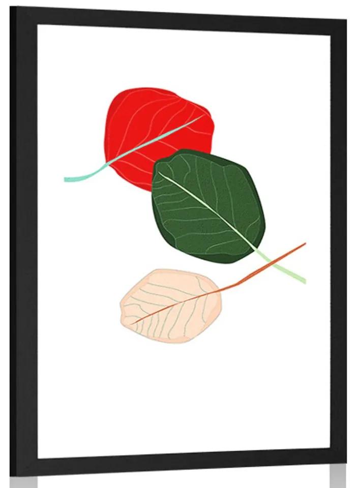 Αφίσα με πασπαρτού Φύλλα γεμάτα χρώματα - 40x60 black