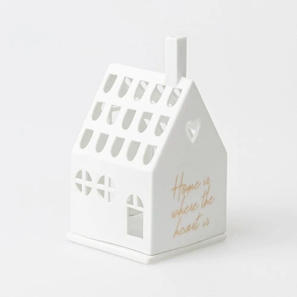 Πορσελάνινη Βάση Για Ρεσώ Light House Home Is Where The Heart Is LBTRD0017438 8x7,2x13cm White Raeder