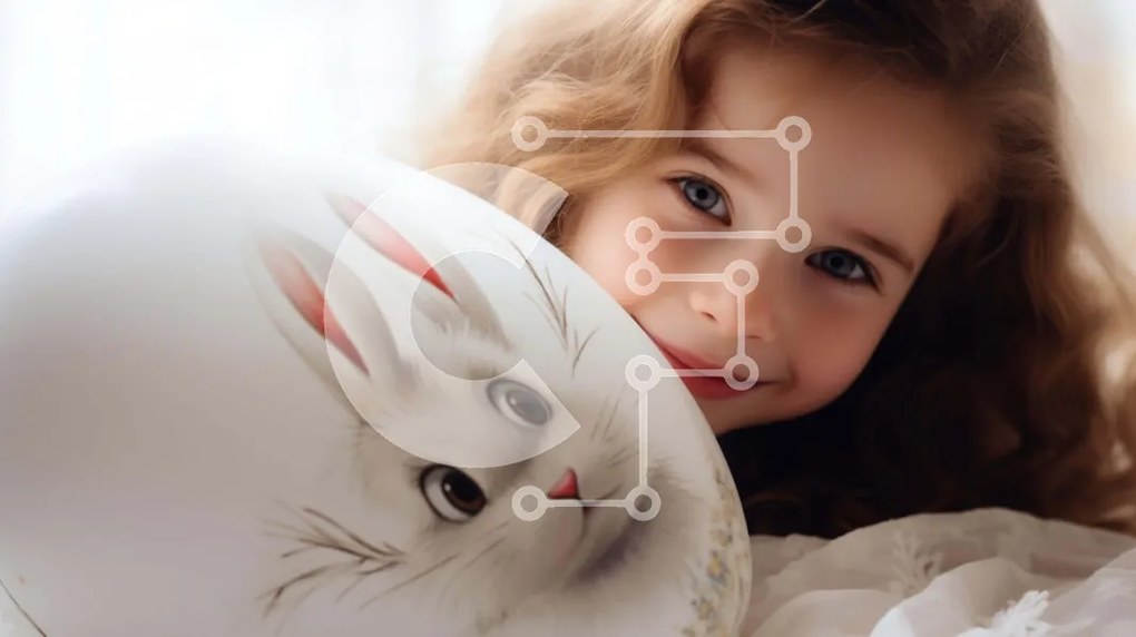 Intra Συλλεκτικό Ξύλινο Παζλ Plywood  4mm - Νεαρό κορίτσι που κρατά το πασχαλινό μπαλόνι λαγουδάκι Σε Ξύλινο Κουτί - Διαστάσεις: 10x10 cm – 25 κομμάτια