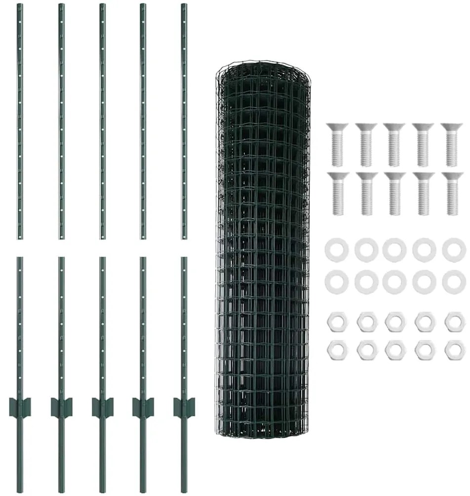 vidaXL Τεντώτο με στήριγμα Πράσινο 1,2 x 10 m Ατσάλι