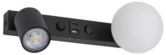 Απλίκα Φωτιστικό Τοίχου 1xGU10 1xG9 Μαύρο-Λευκό Reading Light USB Vox 10152 TK Lighting-10152-Μαύρο-Λευκό 10152