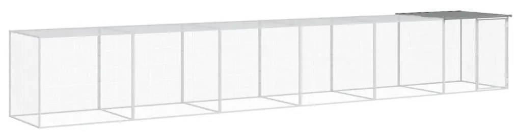 vidaXL Κοτέτσι - Κλουβί με Στέγη Αν. Γκρι 603x98x90 εκ. Γαλβαν. Ατσάλι