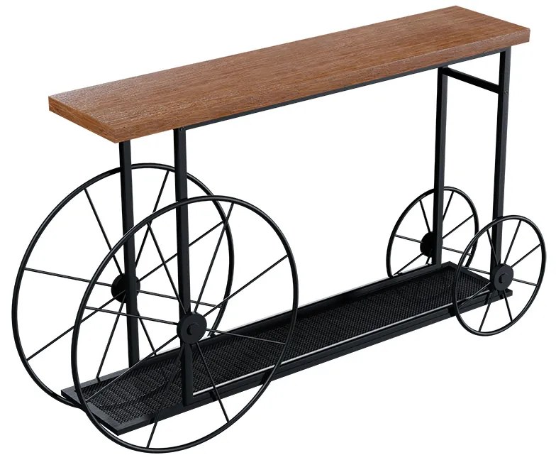 Κονσόλα Bike pakoworld χρώμα μαύρο-καρυδί 148x28x85εκ