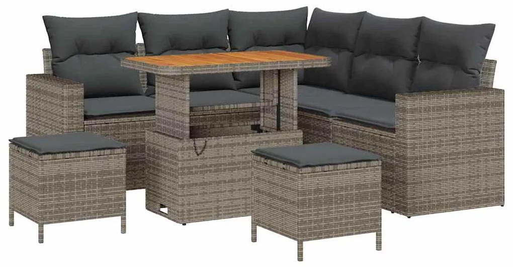 vidaXL Σετ Καναπέ Κήπου 8 pcs Γκρι συνθετικό ρατάν