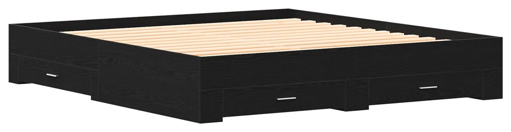 vidaXL Κρεβάτι με Συρτάρια Μαύρη Δρυς 180x200 εκ Επεξεργασμένο Ξύλο