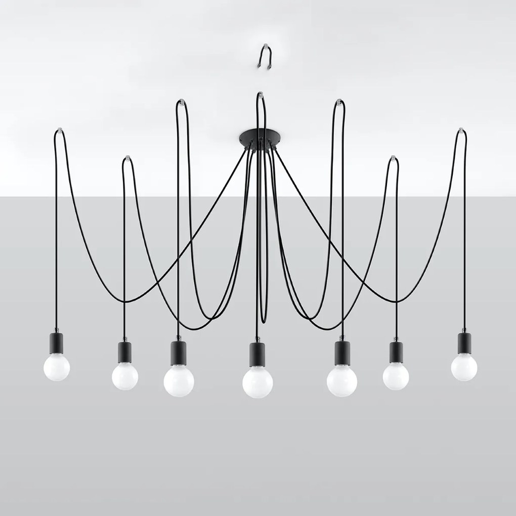 Sollux Κρεμαστό φωτιστικό Edison 7,μαύρο,7xE27/60w