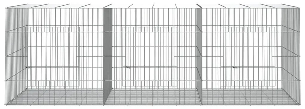 vidaXL Κλουβί Κουνελιών 3 Πάνελ 163x79x54 εκ. από Γαλβανισμένο Σίδερο