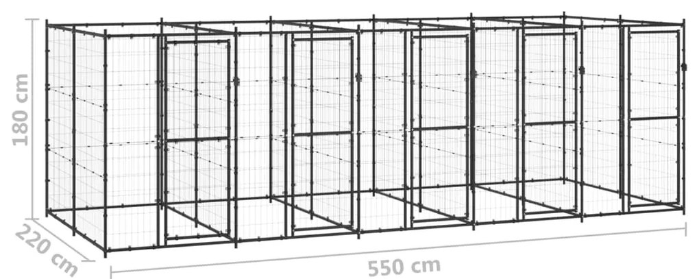 vidaXL Κλουβί Σκύλου Εξωτερικού Χώρου 12,1 μ² από Ατσάλι