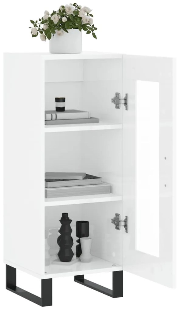 vidaXL Ντουλάπι Γυαλιστερό Λευκό 34,5x34x90 εκ. Επεξεργασμένο Ξύλο