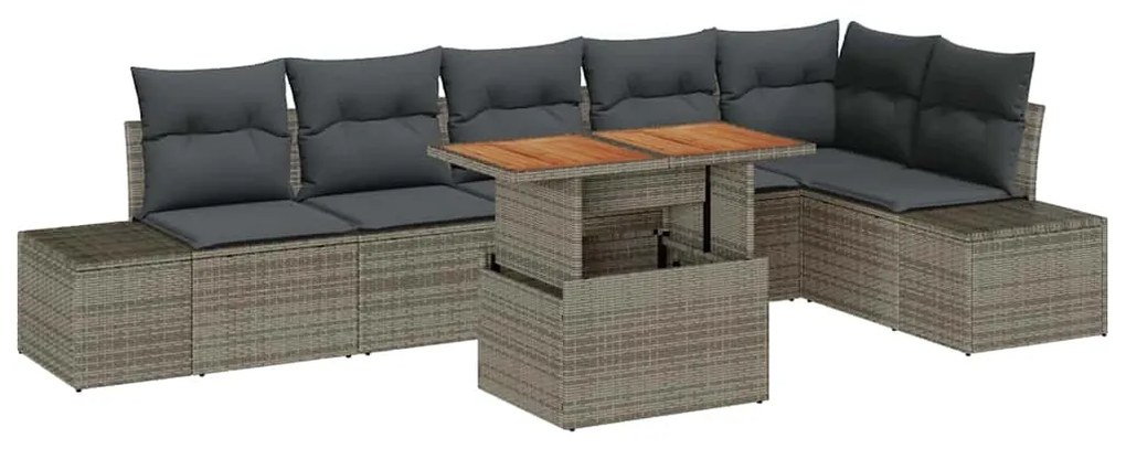 vidaXL Σέτ φαγητού για κήπο 7 pcs Γκρι, Καφέ 100 x 55 x 73 εκ