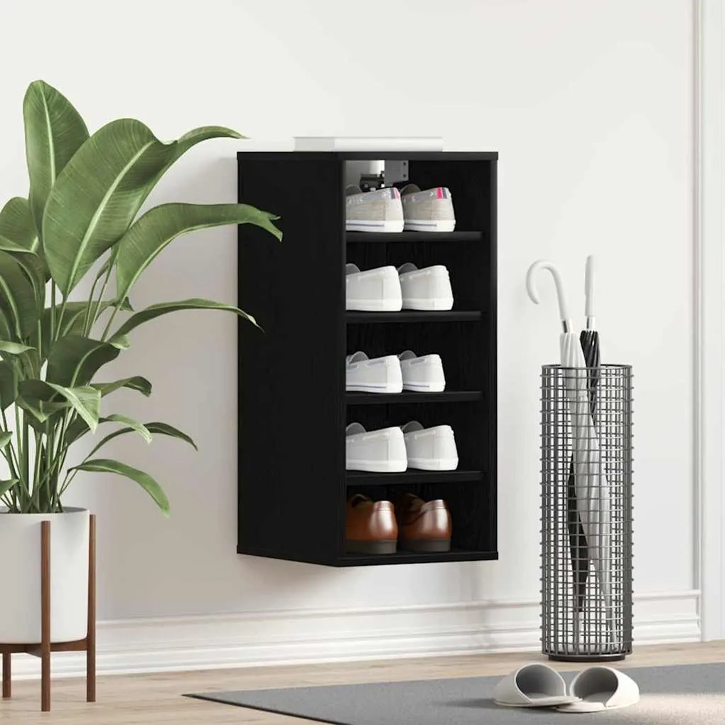 vidaXL Ντουλάπα Παπουτσιών Μαύρη Δρυς 32x35x70 εκ Επεξεργασμένο Ξύλο