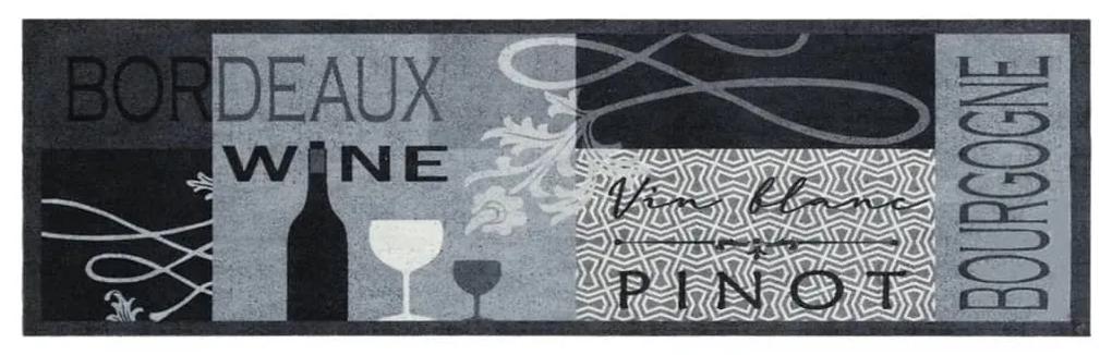 vidaXL Χαλί Κουζίνας Πλενόμενο Γκρι Επιγραφή Wine 45x150 εκ. Βελούδο