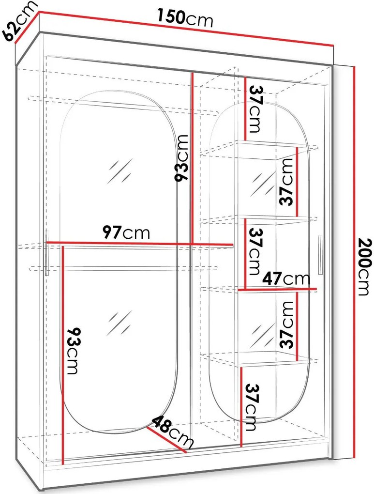 Ντουλάπα Bahrajn 150 συρόμενη-Mauro