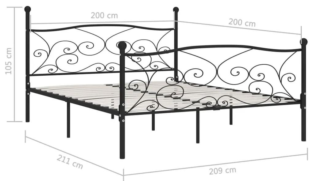 Πλαίσιο Κρεβατιού με Τελάρο Μαύρο 200 x 200 εκ. Μεταλλικό - Μαύρο