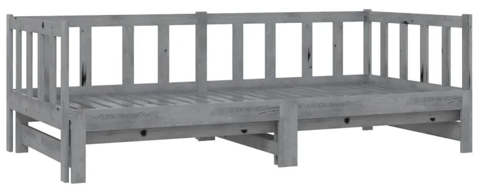 vidaXL Καναπές Κρεβάτι Γκρι 2 x (90 x 200) εκ. από Μασίφ Ξύλο Πεύκου