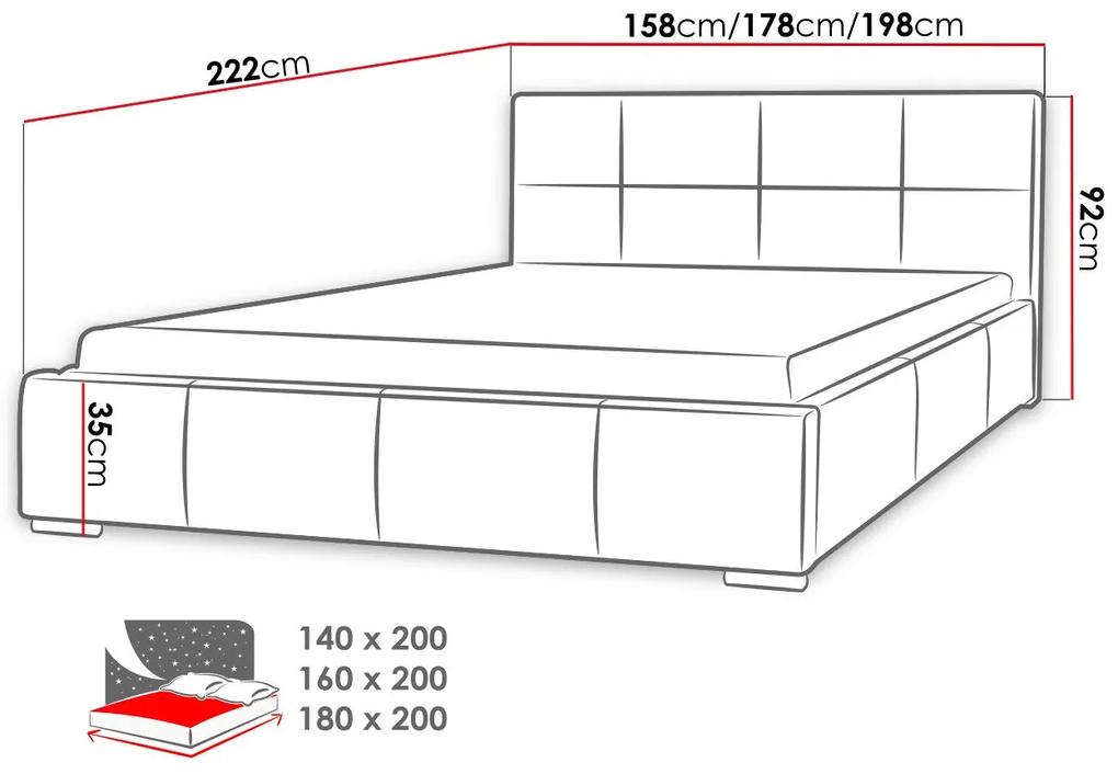 Κρεβάτι Baltimore 122, Διπλό, Γκρι, 160x200, Ταπισερί, Τάβλες για Κρεβάτι, 178x222x92cm, 129 kg | Epipla1.gr