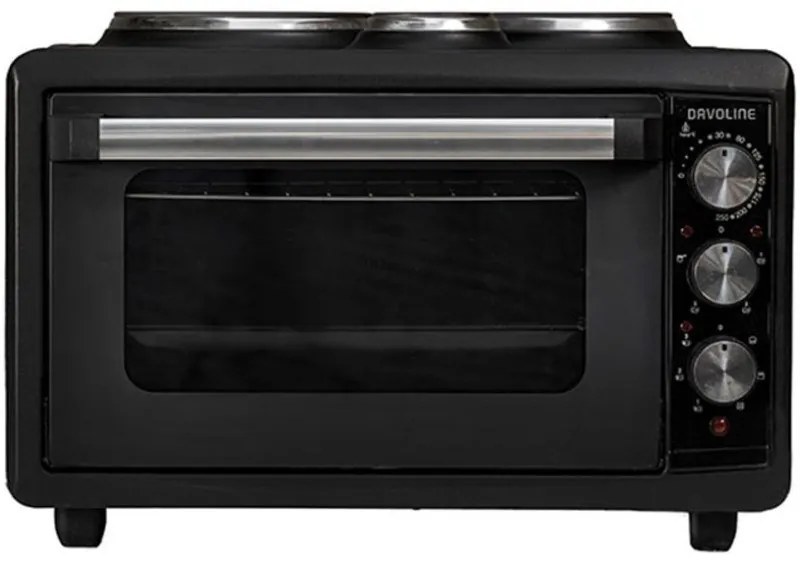 Davoline FORNETTO 3803 EM/ BL Ηλεκτρικό Φουρνάκι 38lt με 3 Εστίες 2500W Μα΄ύρο