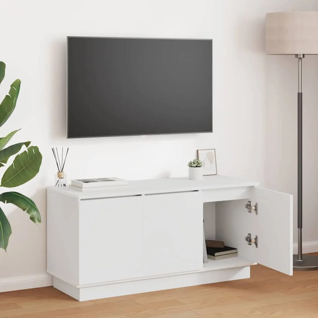 vidaXL Ντουλάπα Τηλεόρασης με LED Λευκό 100 x 38 x 49 εκ.