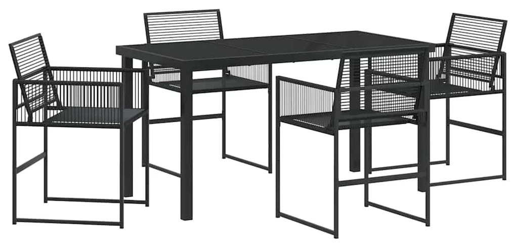 vidaXL Σέτ φαγητού για κήπο 5 pcs Μαύρο Χάλυβας με επίστρωση πούδρας