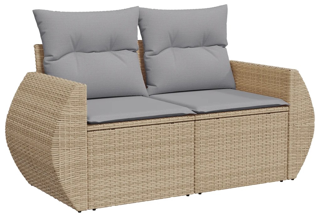 vidaXL 13 Piece Garden Sofa Set with Cushions Beige Poly Rattan Acacia