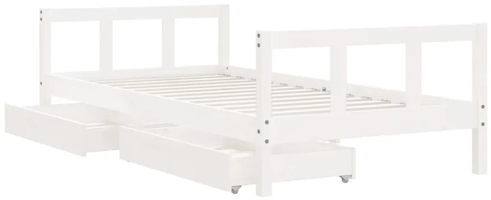 Πλαίσιο Παιδικού Κρεβατιού Συρτάρια Λευκό 90x190εκ. Ξύλο Πεύκου - Λευκό