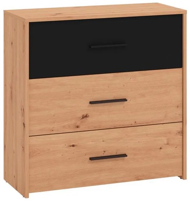 Συρταριέρα Varadero 3F Artisan Oak - Μαύρο 80,5x33x80,5 εκ. 80.5x33x80.5 εκ.