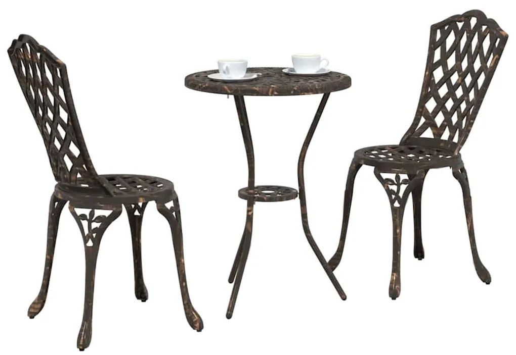 vidaXL Σετ Μπιστρό Κήπου 3 pcs Μπρονζέ Αλουμίνιο