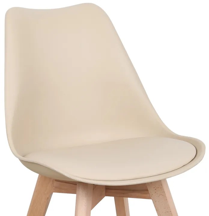 Καρέκλα Gaston pakoworld PP-PU taupe απόχρωση- φυσικό πόδι 43x51x75εκ