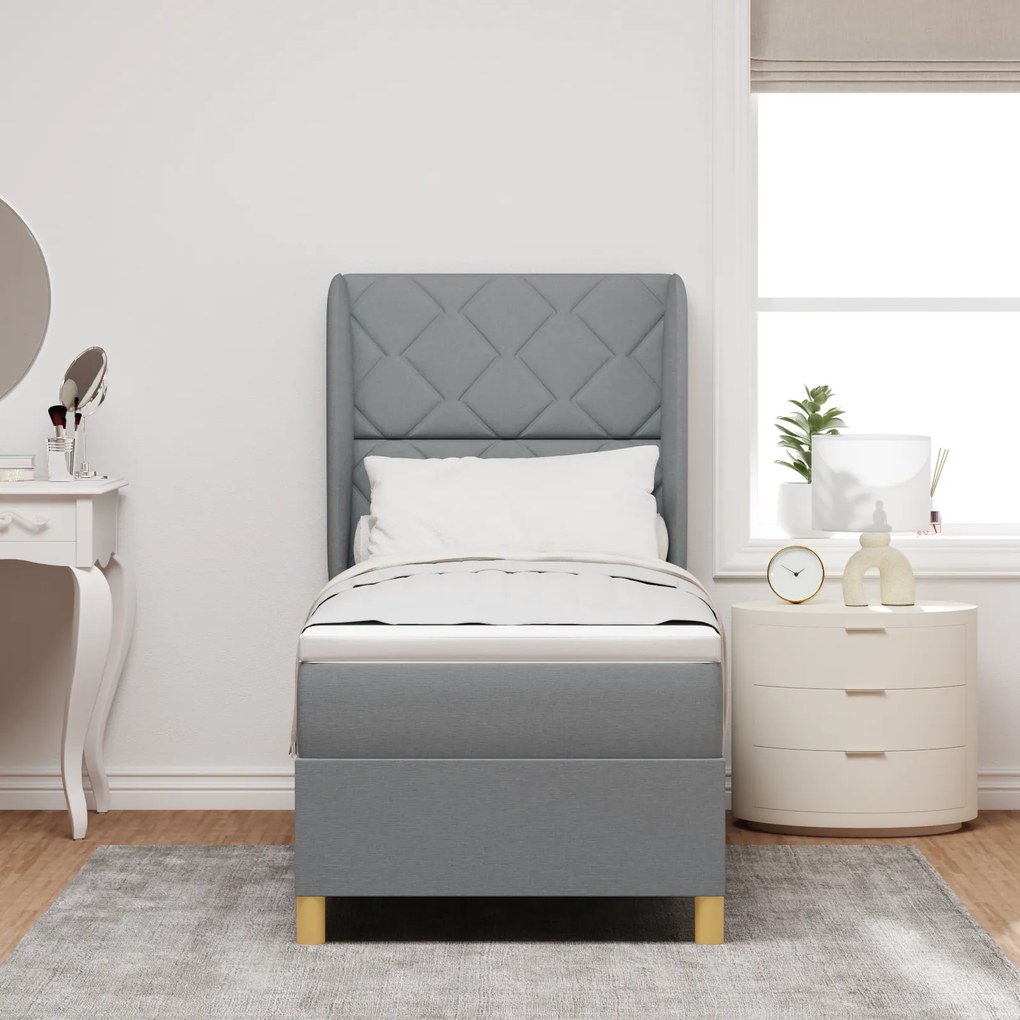 vidaXL Κρεβάτι με στρώμα Box Spring Γκρι 80x200 εκ. Υφάσματος