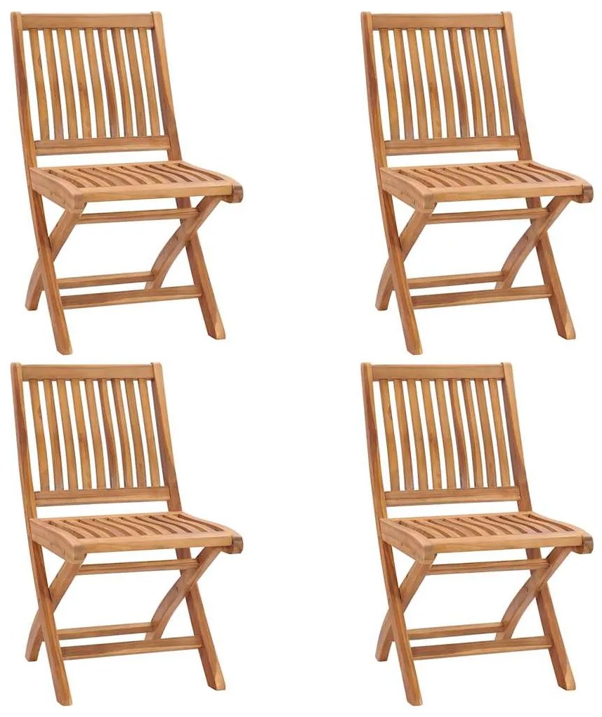 vidaXL Καρέκλες Κήπου Πτυσσόμενες 4 τεμ. Μασίφ Ξύλο Teak με Μαξιλάρια