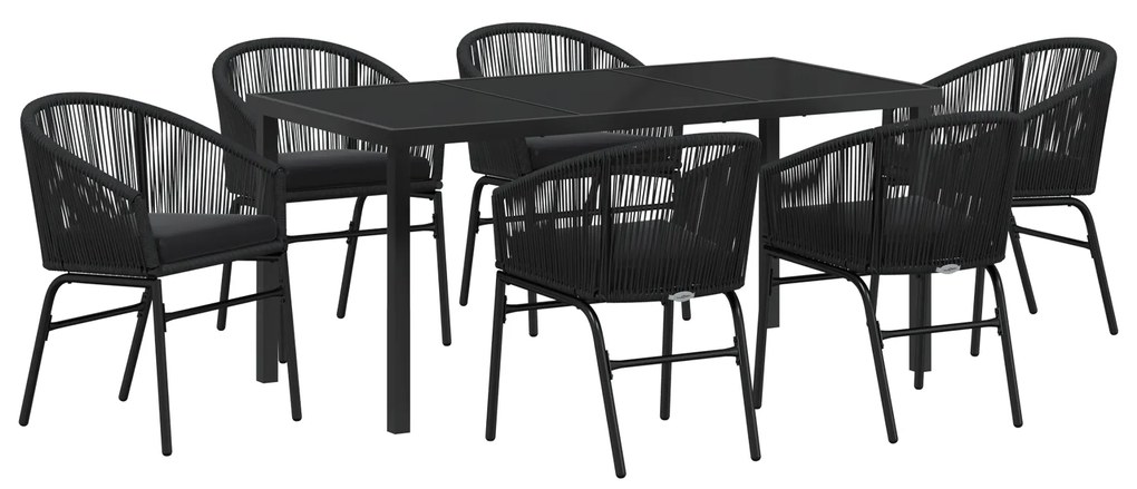 vidaXL Σετ Κηπουρικής 7 Τεμαχίων – Μαύρο Πολυ Rattan