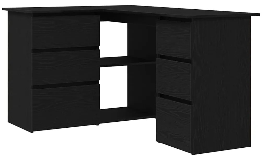 vidaXL Γωνιακό γραφείο Μαύρη δρυς 145 x 100 x 76 εκ Επεξεργασμένο ξύλο